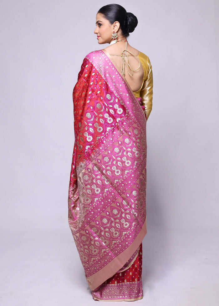 Red Tanchoi Silk Saree With Blouse Piece