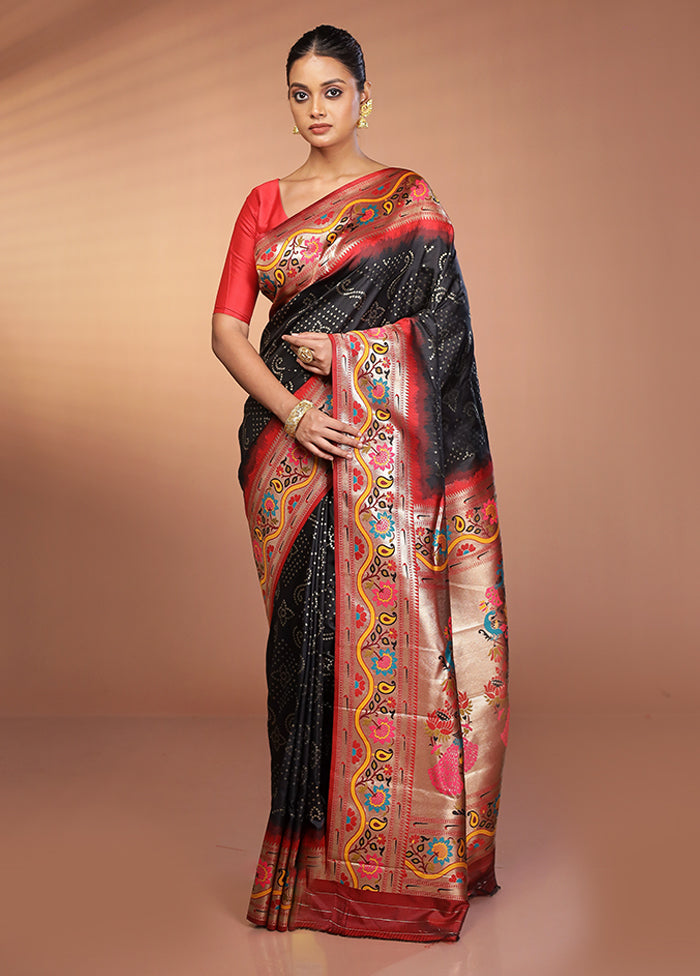 Black Dupion Silk Saree With Blouse Piece