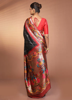 Black Dupion Silk Saree With Blouse Piece