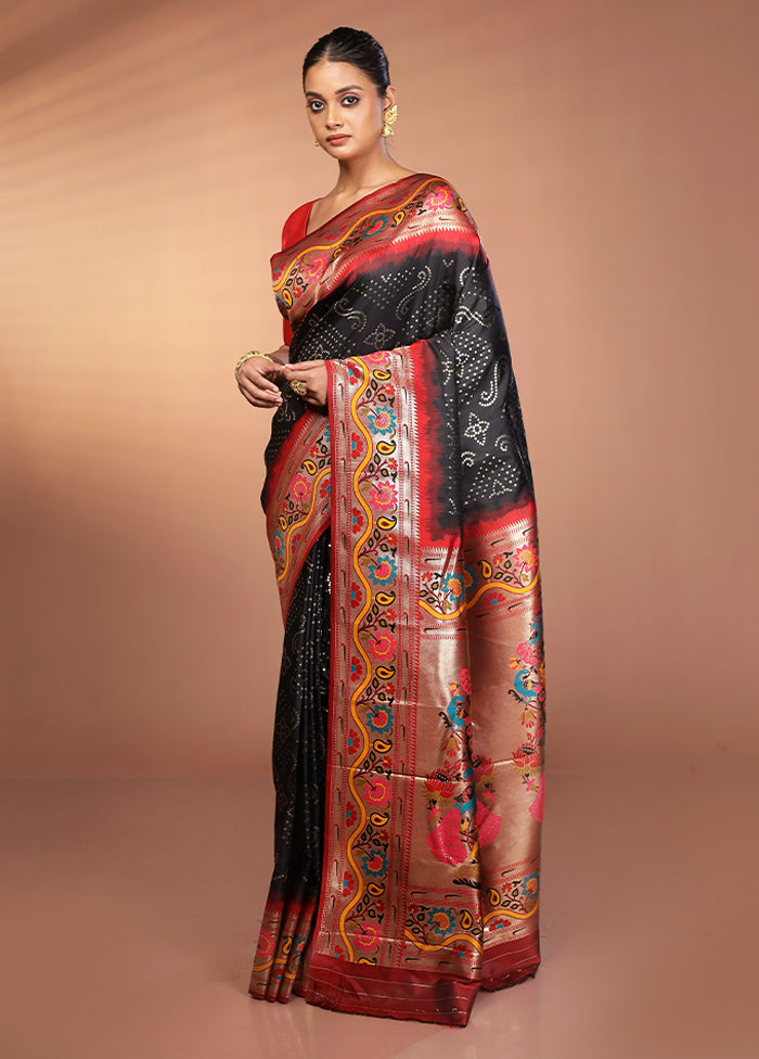 Black Dupion Silk Saree With Blouse Piece