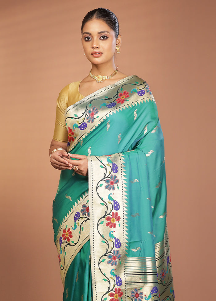 Green Dupion Silk Saree With Blouse Piece