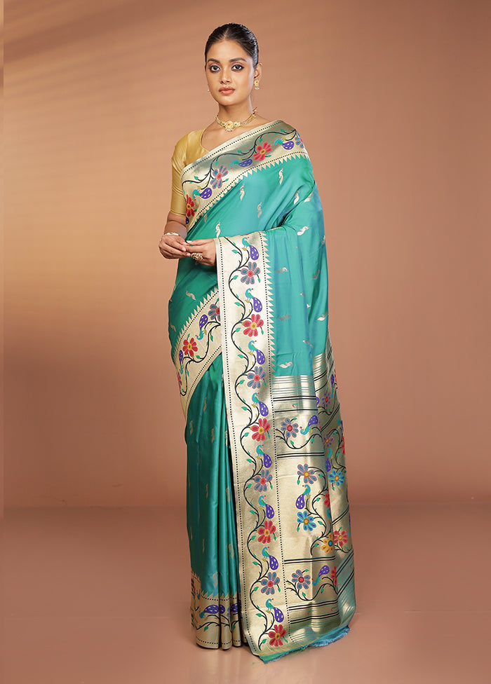 Green Dupion Silk Saree With Blouse Piece