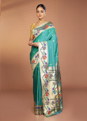 Green Dupion Silk Saree With Blouse Piece