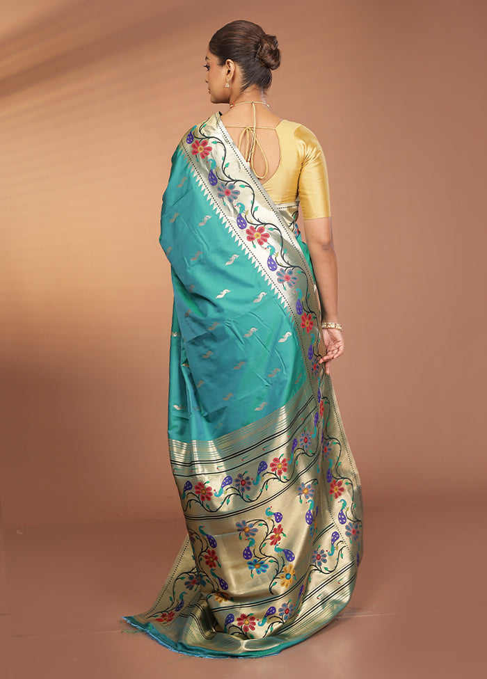 Green Dupion Silk Saree With Blouse Piece