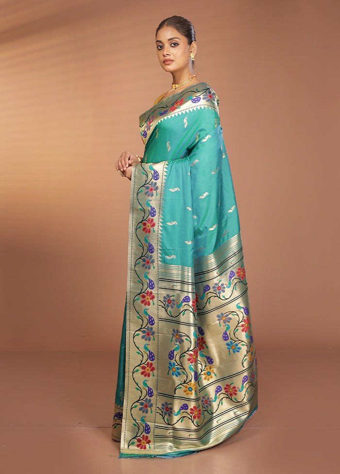 Green Dupion Silk Saree With Blouse Piece