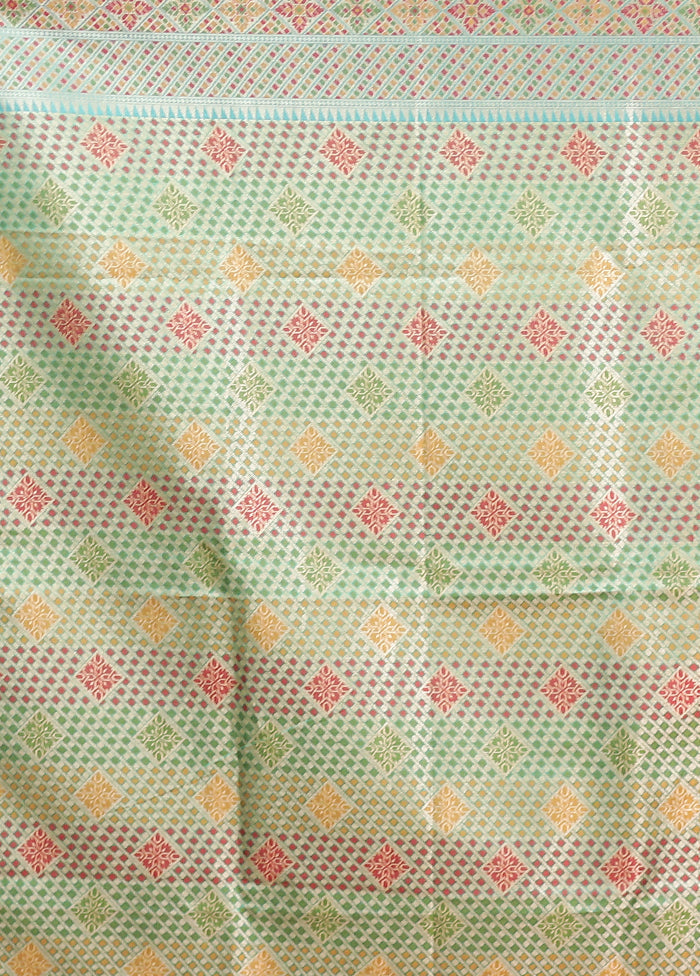 Green Dupion Silk Saree With Blouse Piece