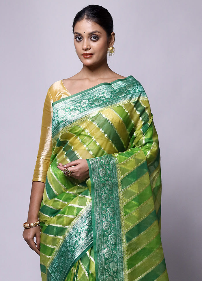 Green Organza Saree With Blouse Piece