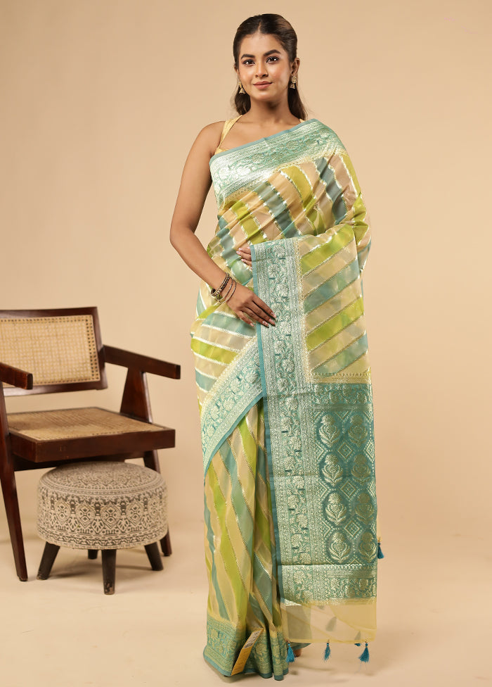 Multicolor Organza Saree With Blouse Piece