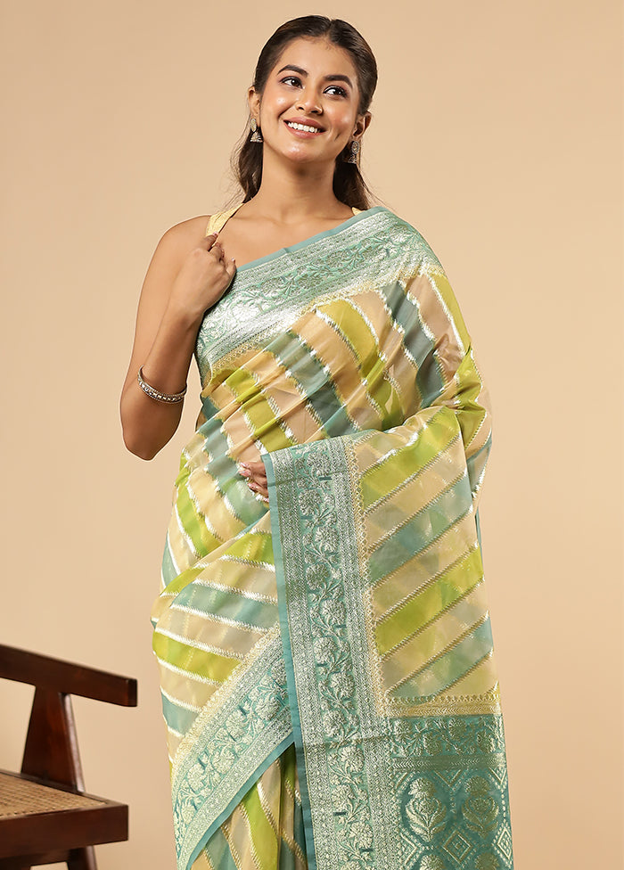 Multicolor Organza Saree With Blouse Piece