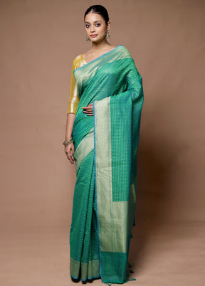 Green Kora Silk Saree With Blouse Piece