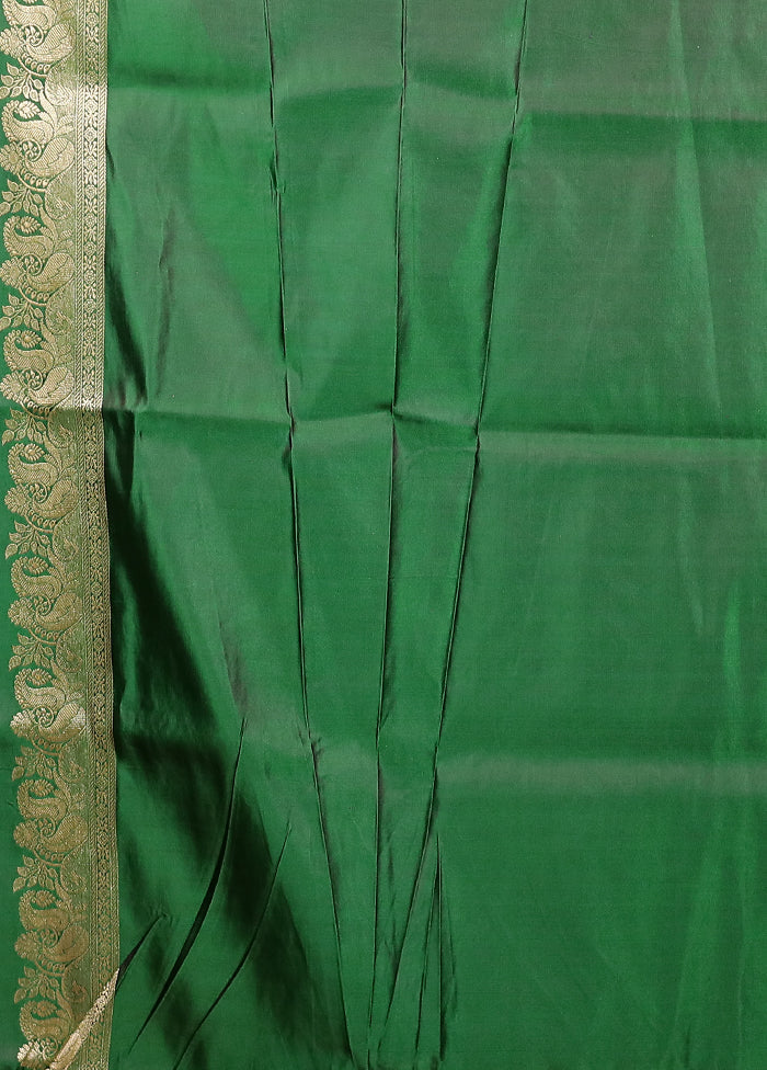 Green Handloom Banarasi Pure Silk Saree With Blouse Piece