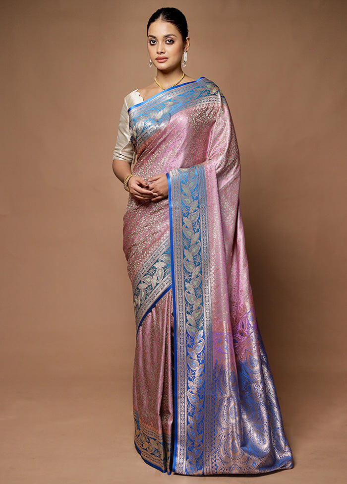 Pink Tanchoi Silk Saree With Blouse Piece