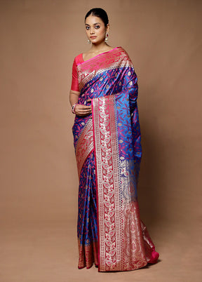 Blue Tanchoi Silk Saree With Blouse Piece