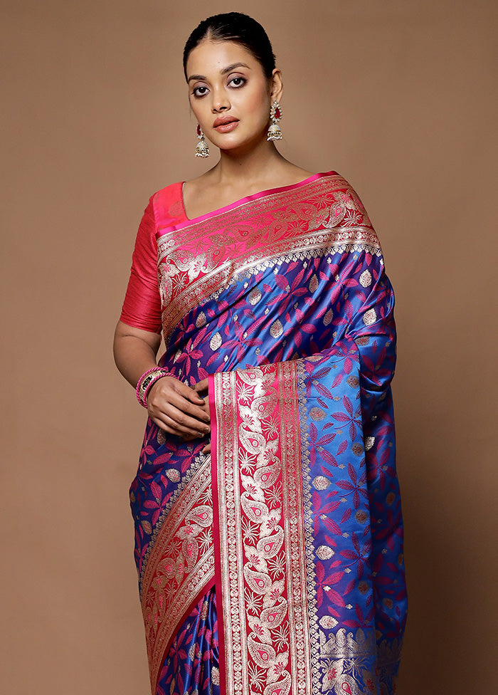 Blue Tanchoi Silk Saree With Blouse Piece