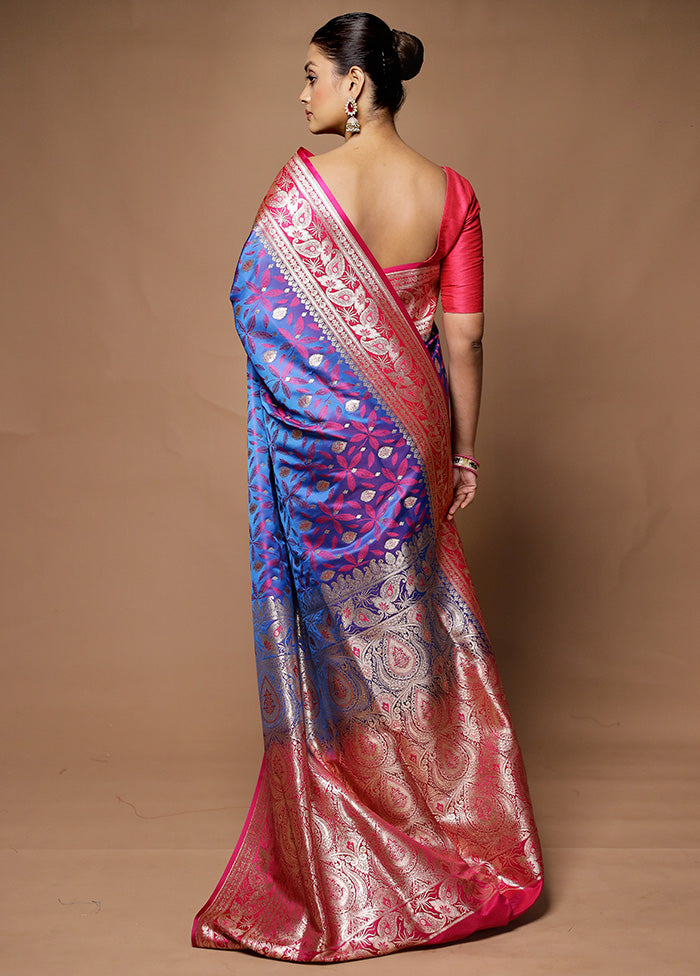 Blue Tanchoi Silk Saree With Blouse Piece