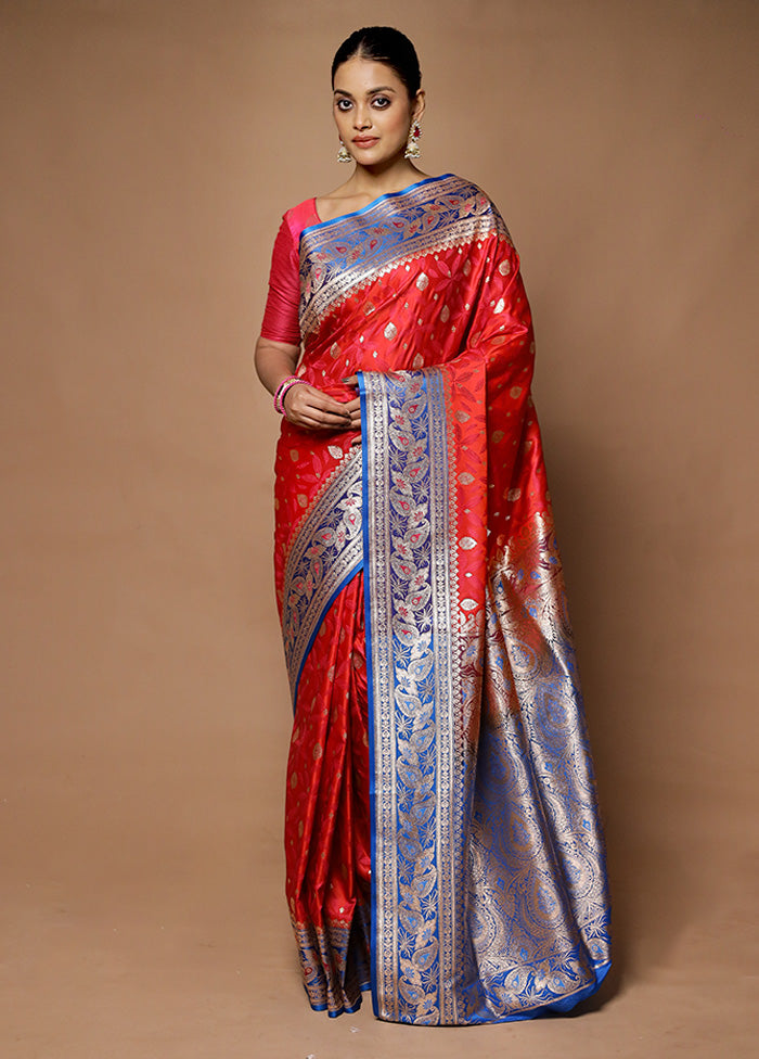 Pink Tanchoi Silk Saree With Blouse Piece