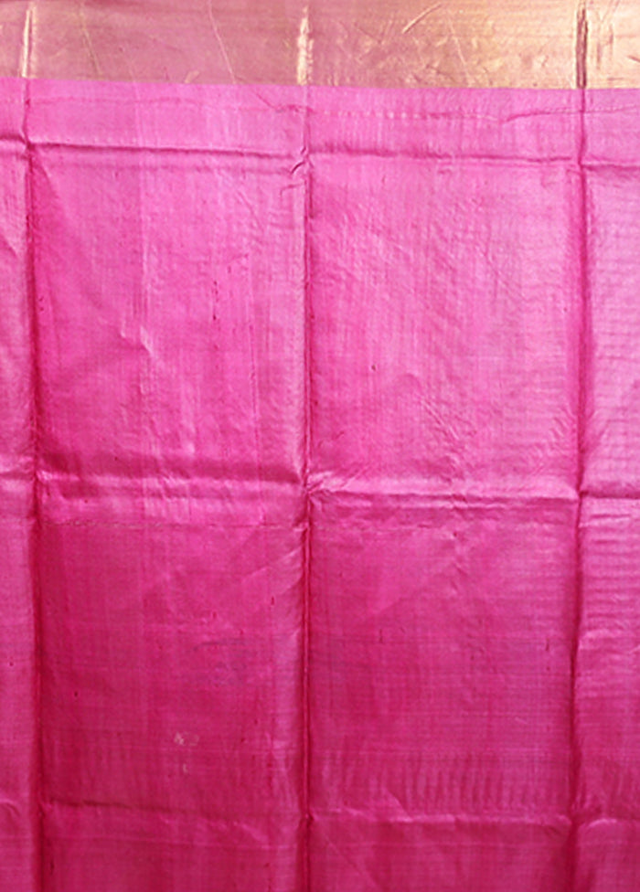 Blue Handloom Tussar Pure Silk Saree With Blouse Piece