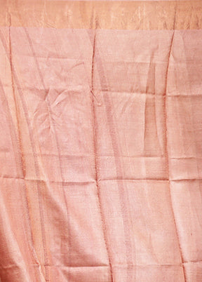 Cream Handloom Tussar Pure Silk Saree With Blouse Piece