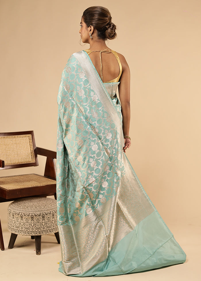 Green Handloom Uppada Pure Silk Saree With Blouse Piece