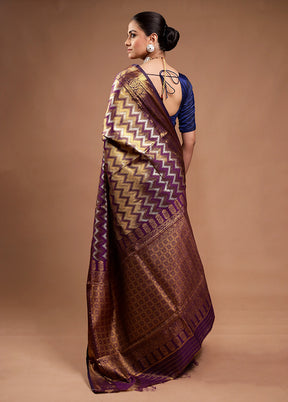 Golden Kanjivaram Silk Saree With Blouse Piece