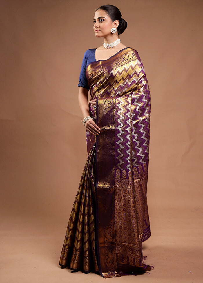 Golden Kanjivaram Silk Saree With Blouse Piece