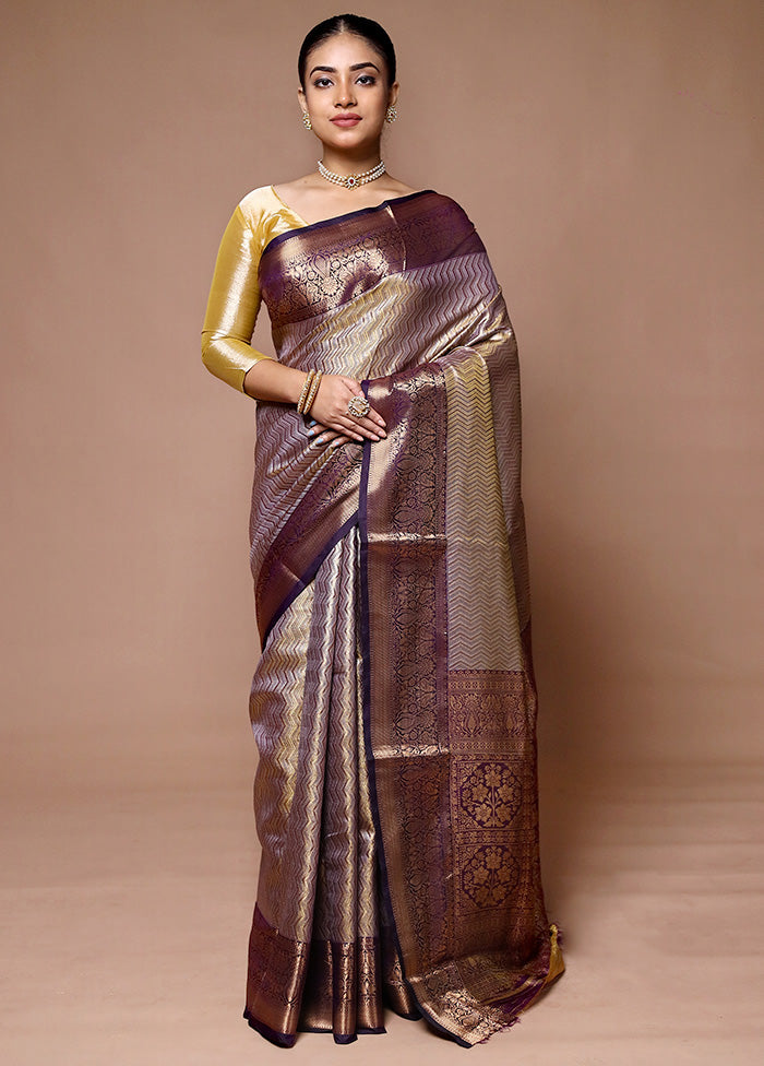 Brown Kanjivaram Silk Saree With Blouse Piece