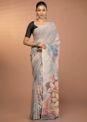 Multicolor Chiffon Silk Saree With Blouse Piece