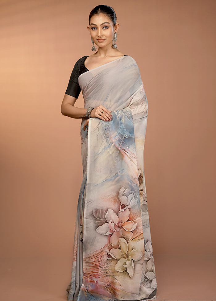 Multicolor Chiffon Silk Saree With Blouse Piece