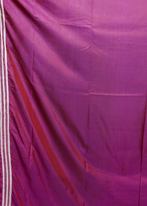 Purple Kantha Stitch Silk Saree With Blouse Piece