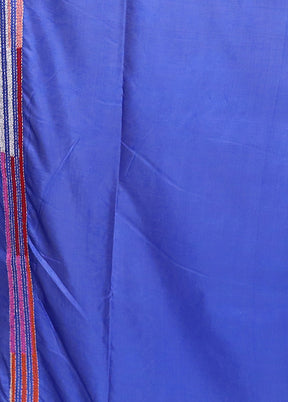 Blue Kantha Stitch Silk Saree With Blouse Piece