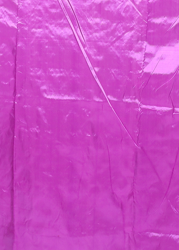 Purple Handloom Assam Pure Silk Saree With Blouse Piece