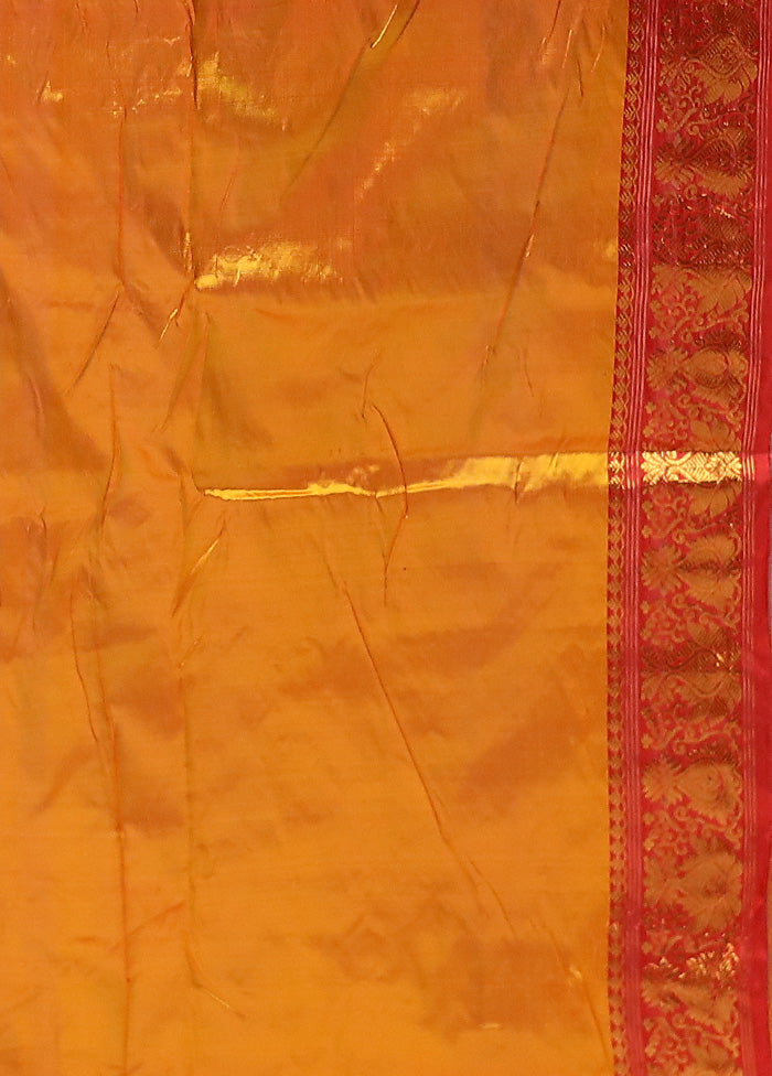 Yellow Handloom Assam Pure Silk Saree With Blouse Piece