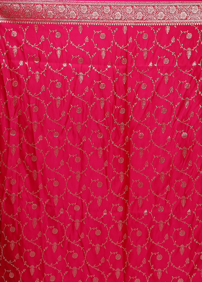 Pink Banarasi Silk Saree With Blouse Piece