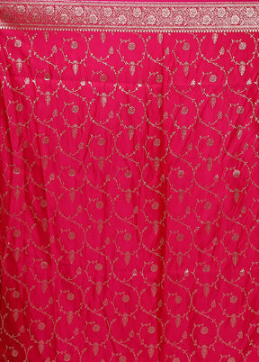 Pink Banarasi Silk Saree With Blouse Piece