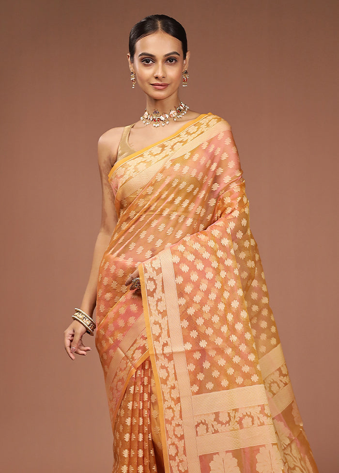 Pink Tissue Silk Saree With Blouse Piece