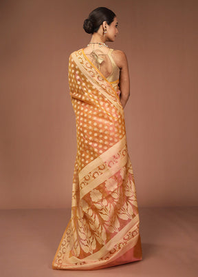 Pink Tissue Silk Saree With Blouse Piece