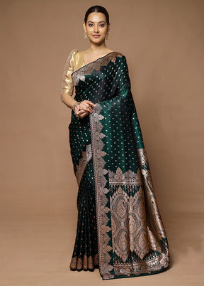 Green Banarasi Silk Saree With Blouse Piece