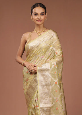 Green Tissue Silk Saree With Blouse Piece