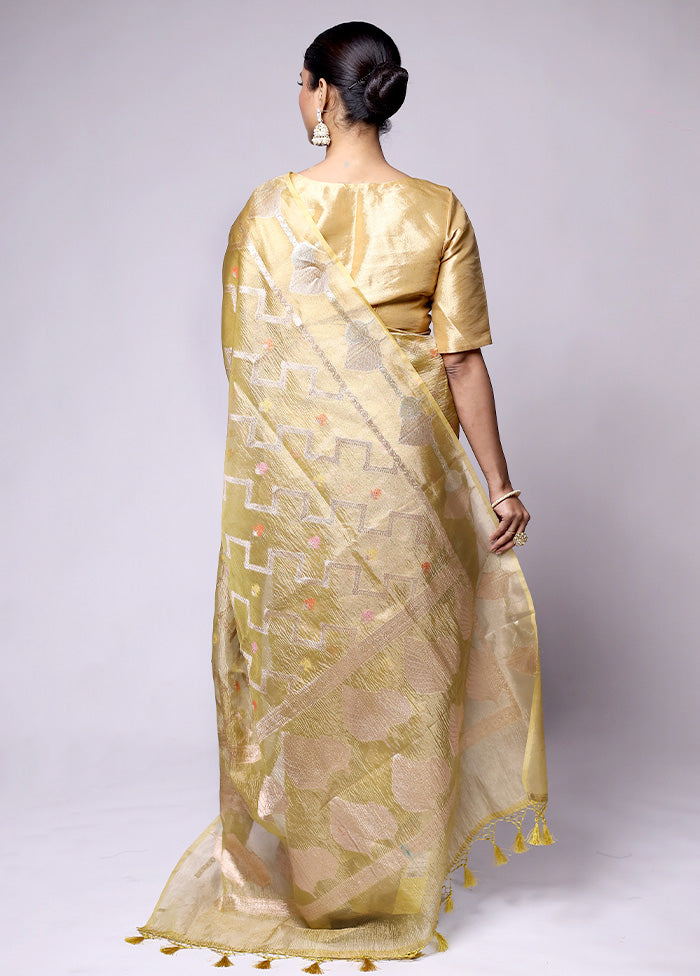 Green Tissue Silk Saree With Blouse Piece