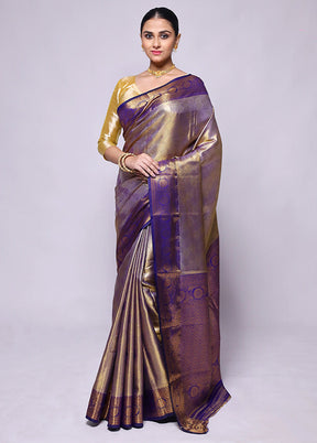 Purple Dupion Silk Saree With Blouse Piece