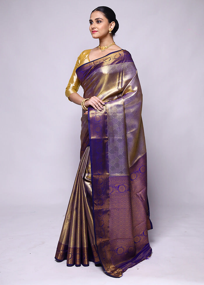 Purple Dupion Silk Saree With Blouse Piece