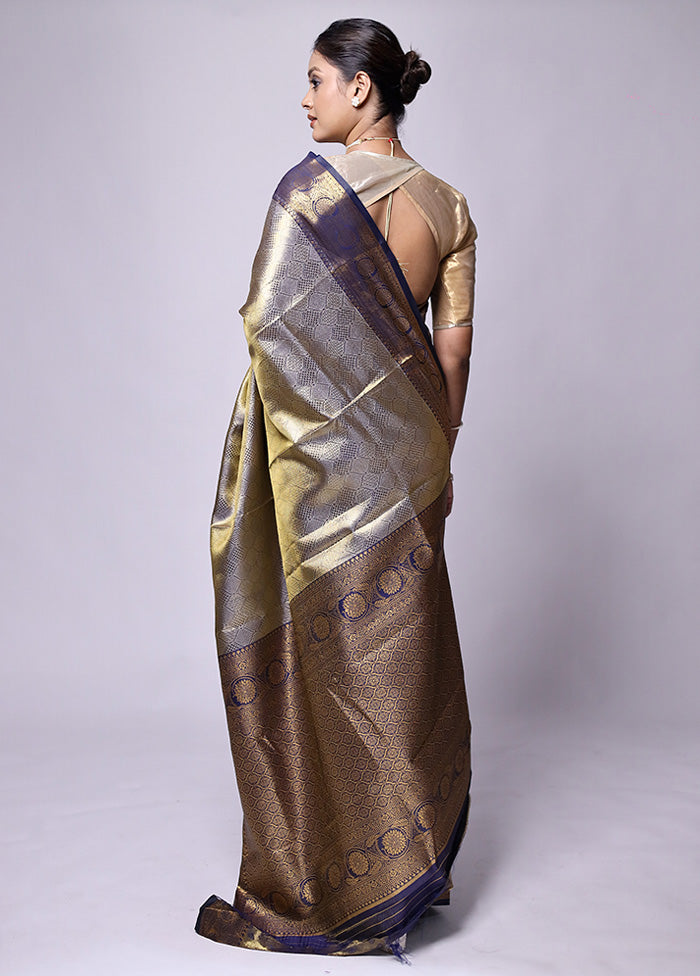 Golden Dupion Silk Saree With Blouse Piece