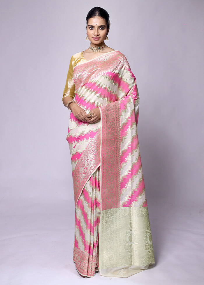 Pink Uppada Silk Saree With Blouse Piece