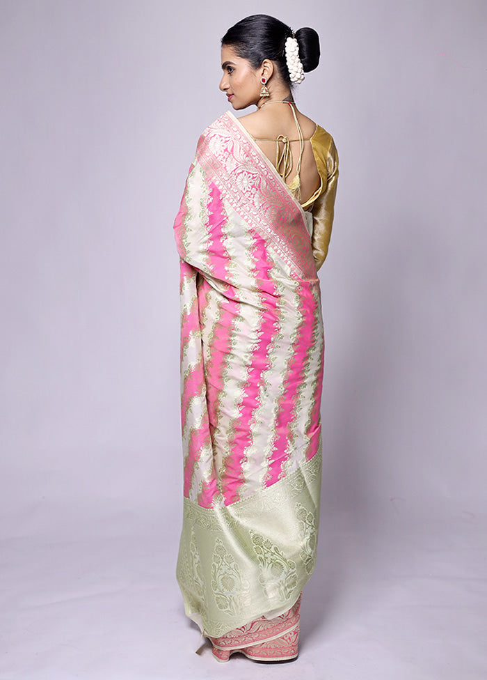 Pink Uppada Silk Saree With Blouse Piece