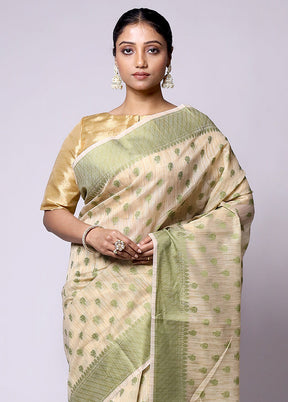 Cream Cotton Saree With Blouse Piece