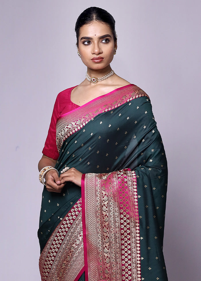 Green Dupion Silk Saree With Blouse Piece