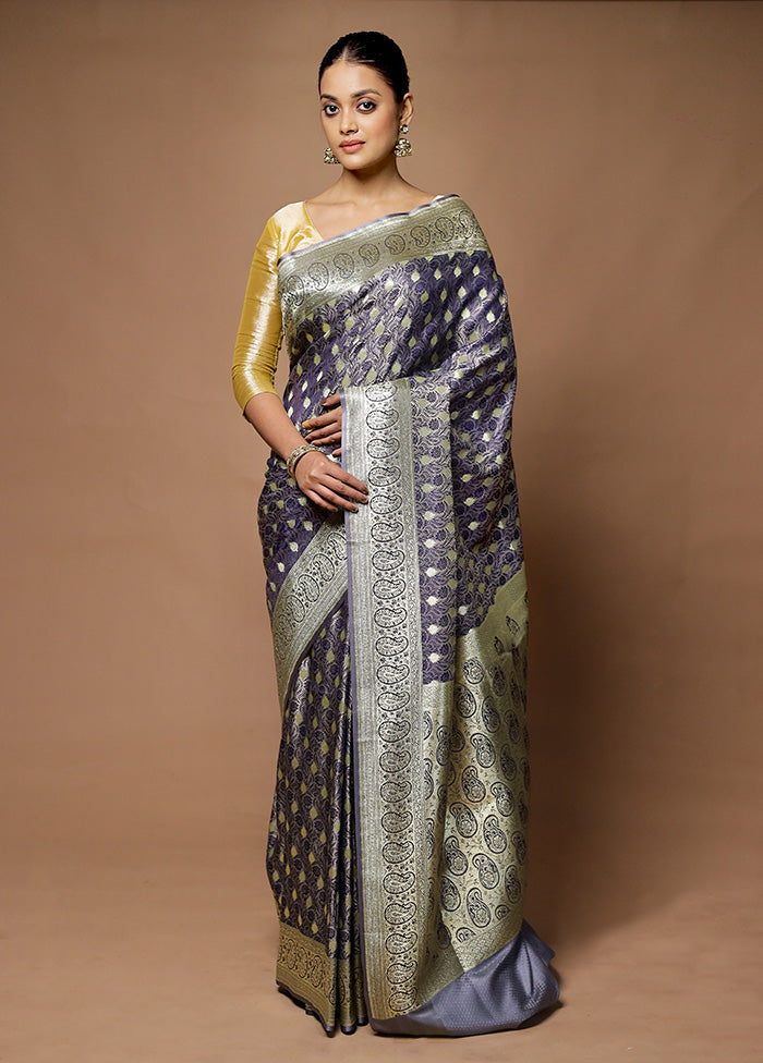 Blue Tanchoi Silk Saree With Blouse Piece