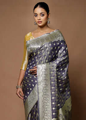 Blue Tanchoi Silk Saree With Blouse Piece