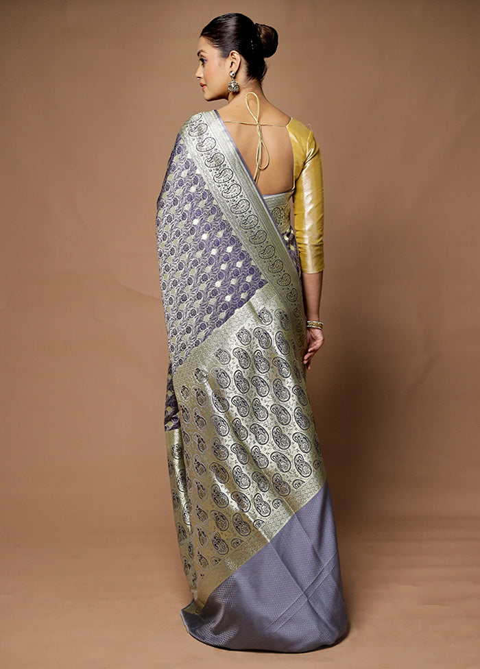 Blue Tanchoi Silk Saree With Blouse Piece