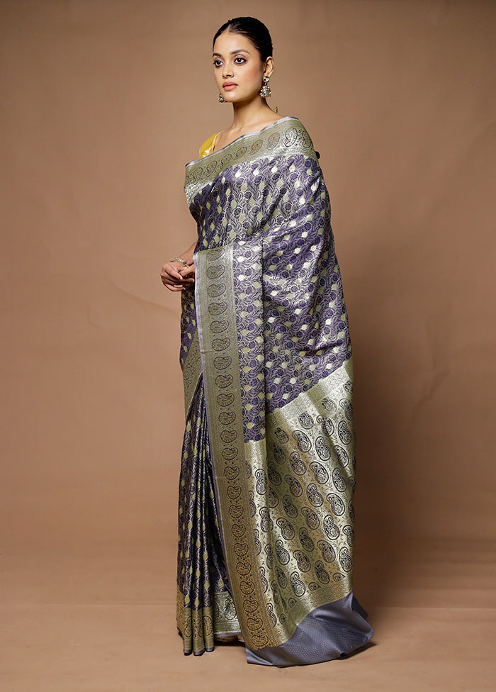 Blue Tanchoi Silk Saree With Blouse Piece